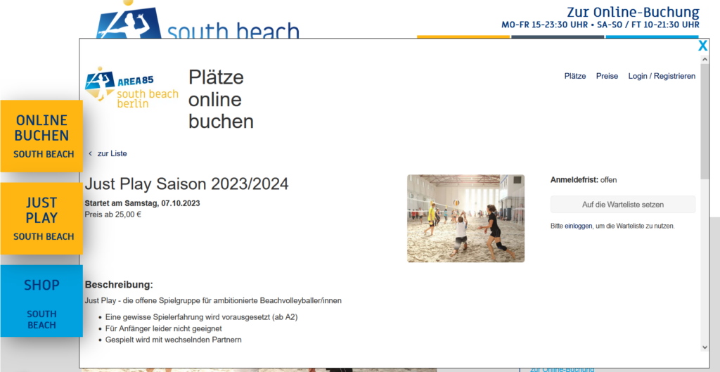 Just Play von South Beach in Berlin; Beste Möglichkeit im Winter Beachvolleyball zu spielen